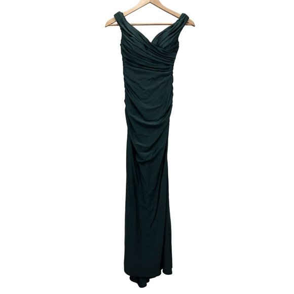 LA FEMME - Elegant Off the Shoulder Jersey Sheath Gown - Size 0 - 0193 - Picture 3 of 5
